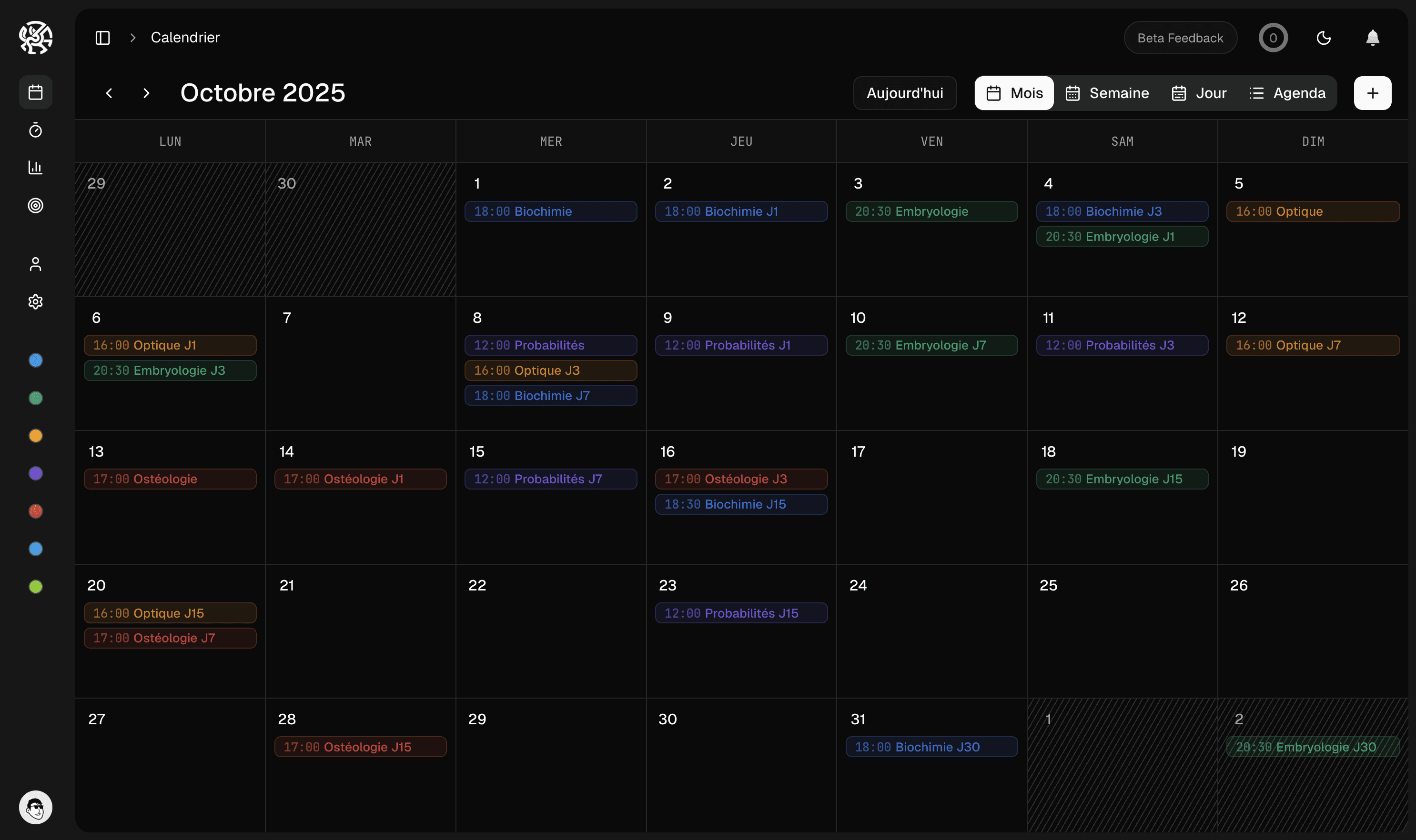 Dashboard - Calendar